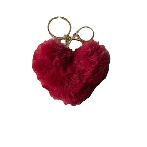 Red Fluffy Heart Keychain / Bag Charm